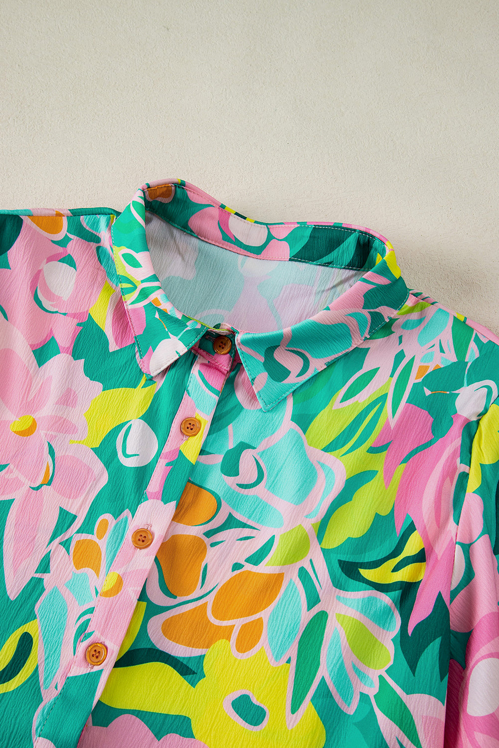Women's Green Floral Puff Sleeve Summer Mini Dress