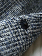 Stand Collar Snap Front Check Cape Coat