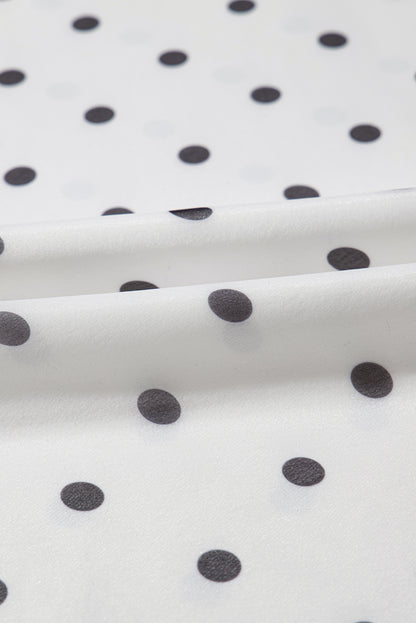 Women's White Polka Dot Flutter Sleeve Square Neck Summer Maxi Dress