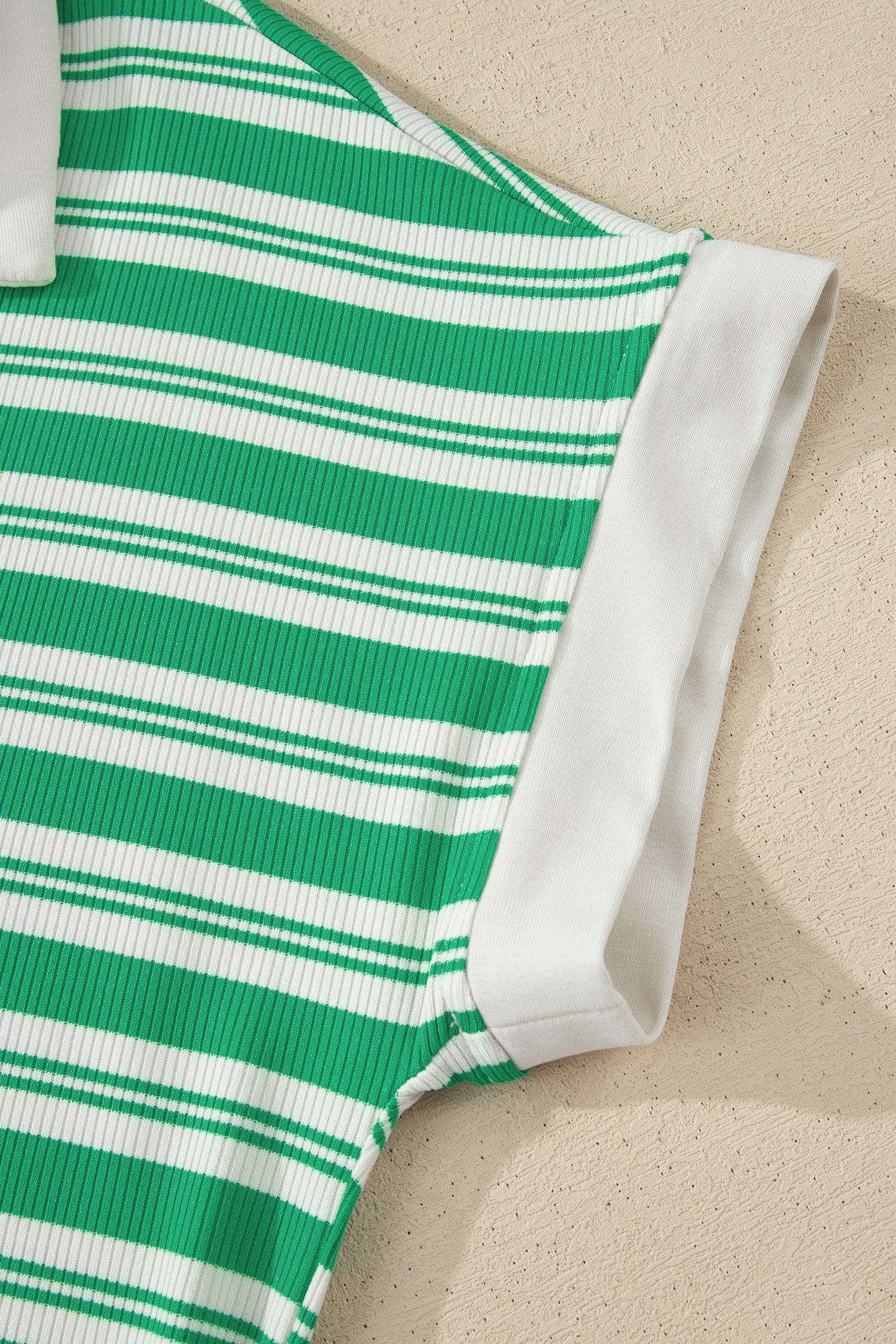 Women's Green Striped Summer Midi Dress with Pockets