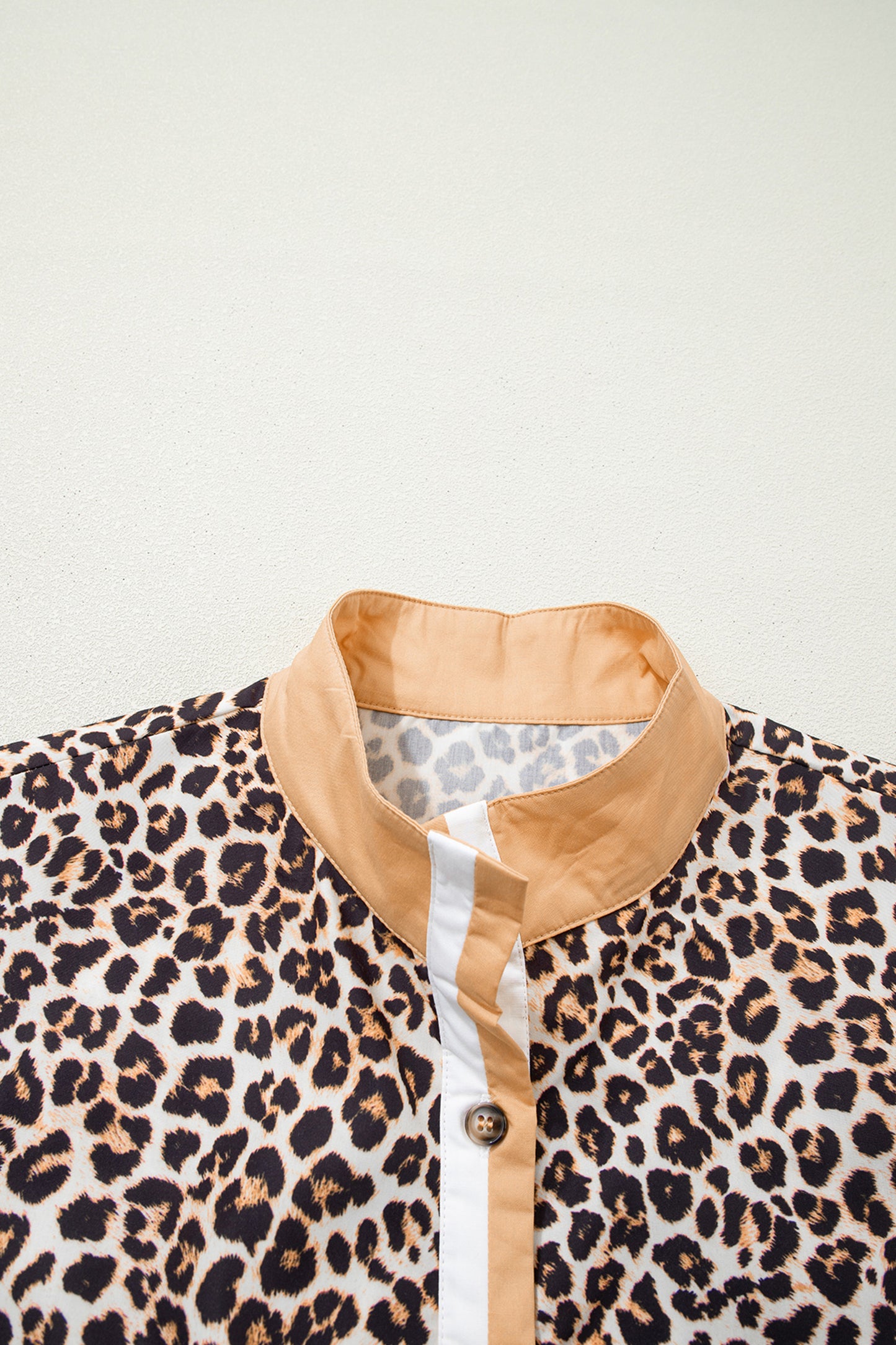 Women's Khaki Leopard Print Long Sleeve Summer Mini Dress