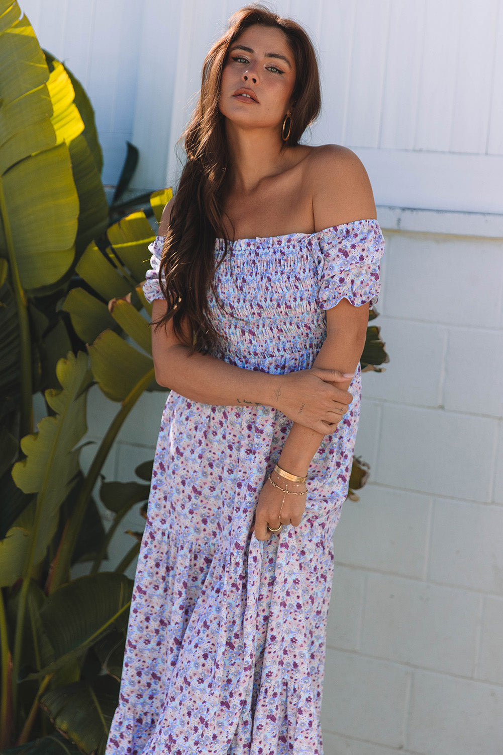 Women's Purple Floral Summer Maxi Dress
