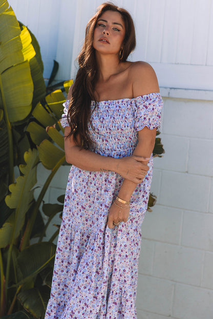 Women's Purple Floral Summer Maxi Dress
