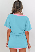Colourblock Co-ord Set with Drop Shoulder Top and Skort