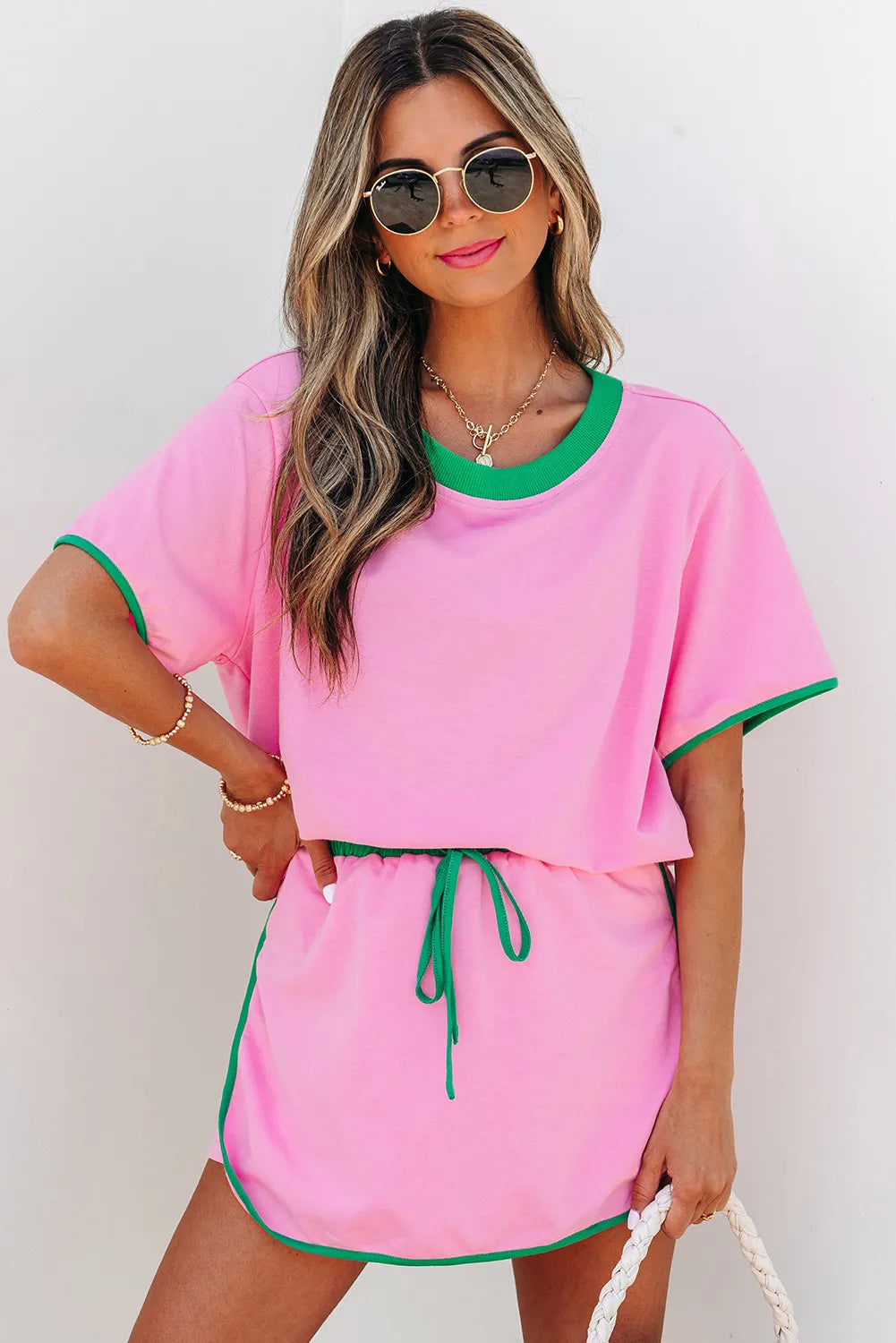 Colourblock Co-ord Set with Drop Shoulder Top and Skort