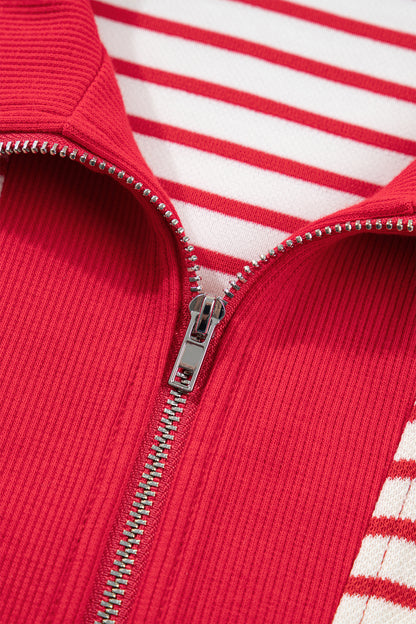 Women's Red Stripe Summer Mini Dress with Pockets