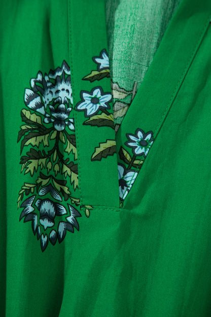 Women's Green Floral High Waist Summer Maxi Dress