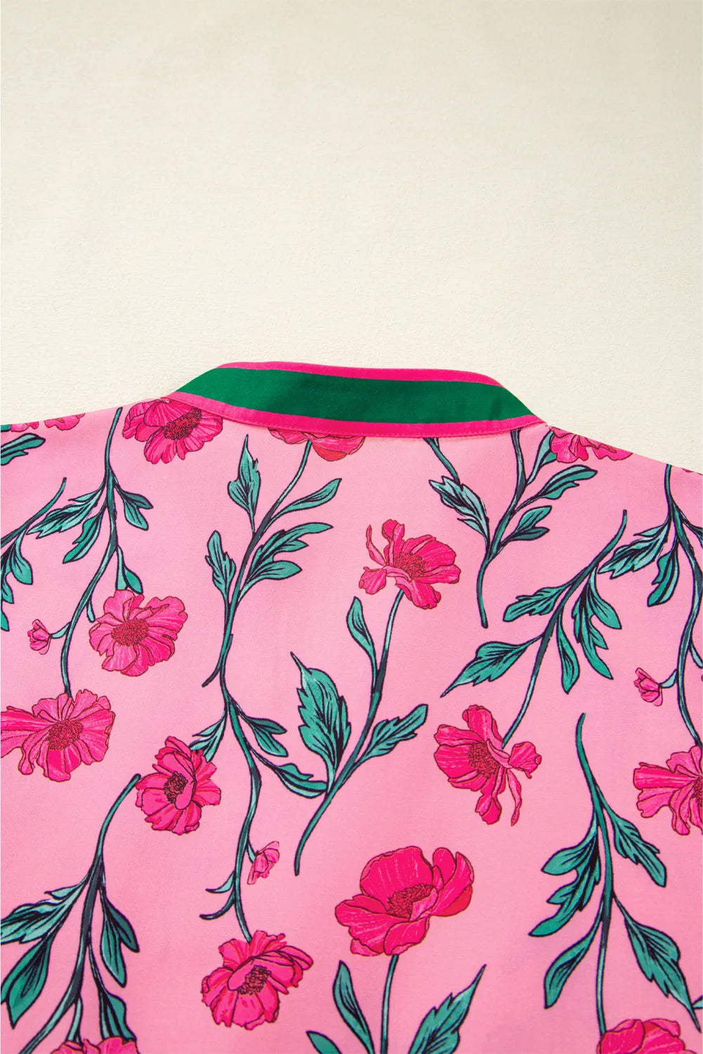 Pink Floral A-line Maxi Dress with Puff Sleeves