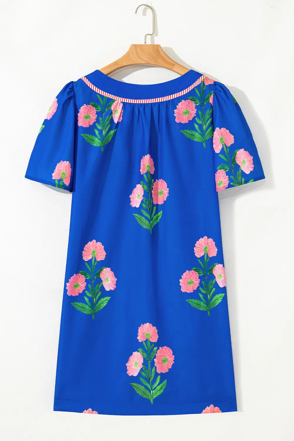 Bloom Pop Split-Neck Mini Dress