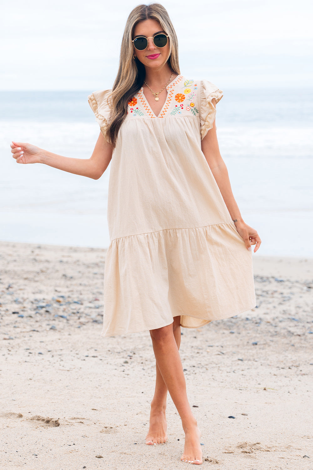 Women's Beige Summer Mini Dress