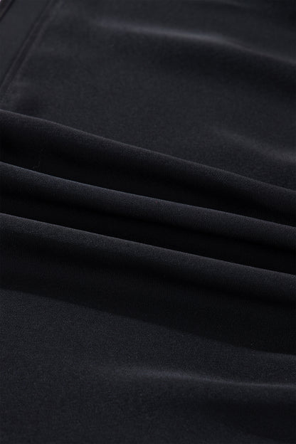 Women's Black Flounced Bracelet Sleeve Summer Midi Dress