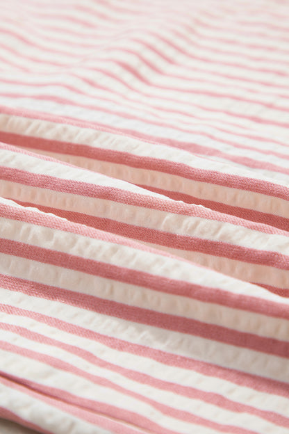 Women's Pink Striped Button Down Summer Mini Dress