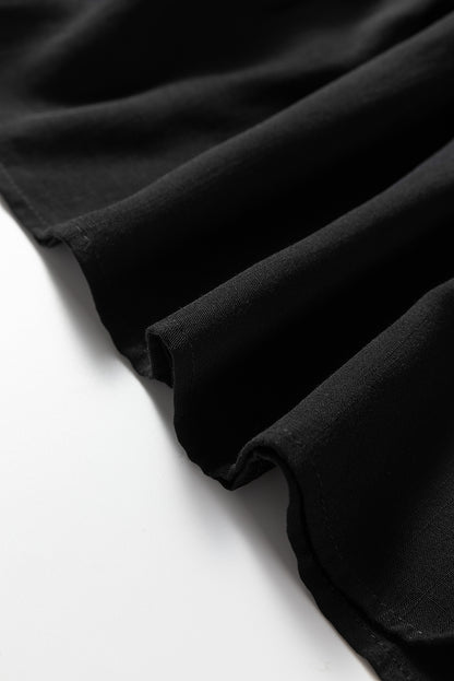Women's Black V Neck Long Sleeve Summer Maxi Dress