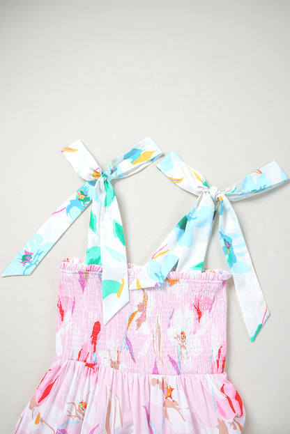 Women's Pink Floral Summer Maxi Dress
