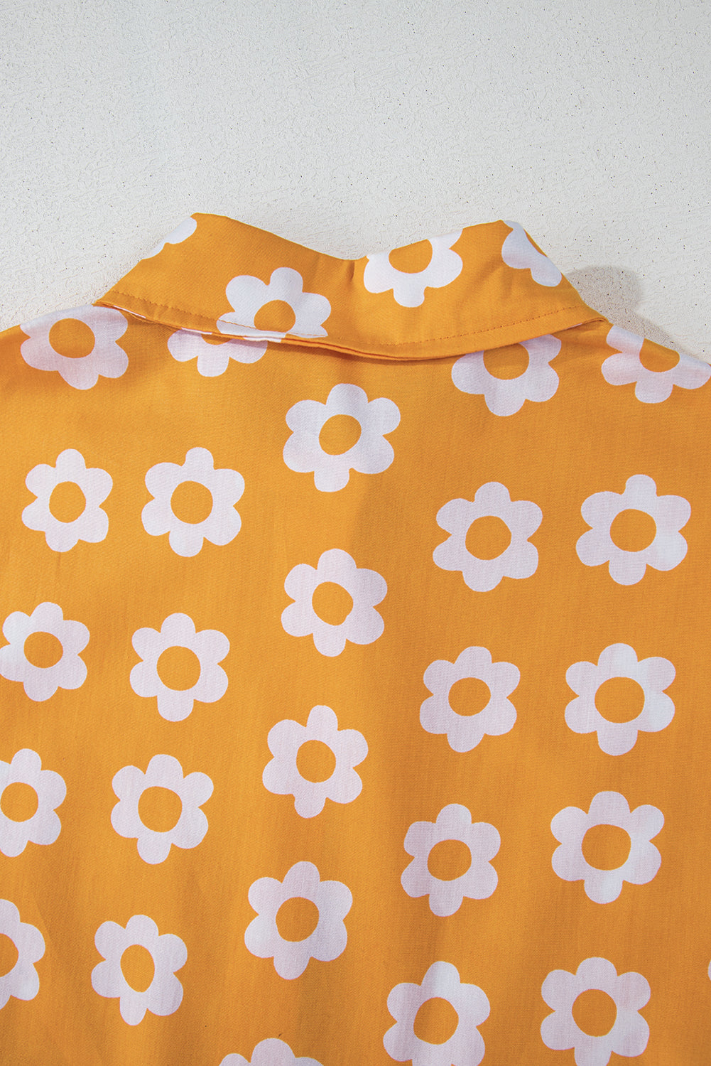Women's Yellow Flower Bracelet Sleeve Buttons Collared Summer Midi Dress
