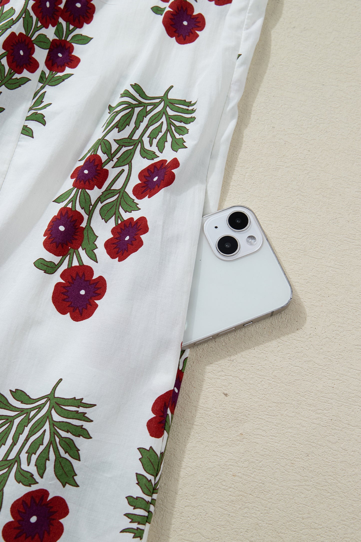 Women's White Floral V Neck Summer Mini Dress