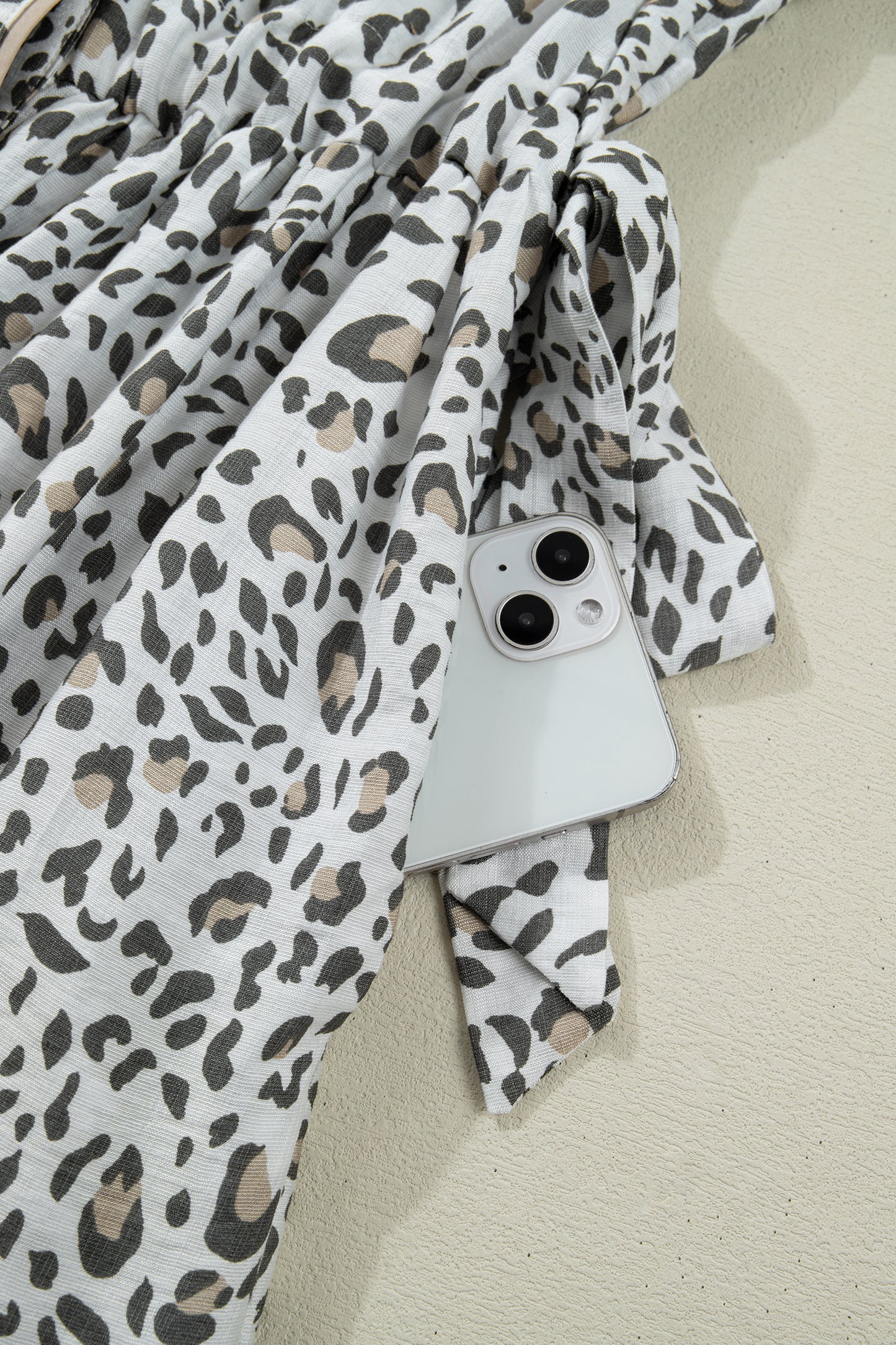 Women's Leopard Button Front Short Sleeve Summer Midi Dress