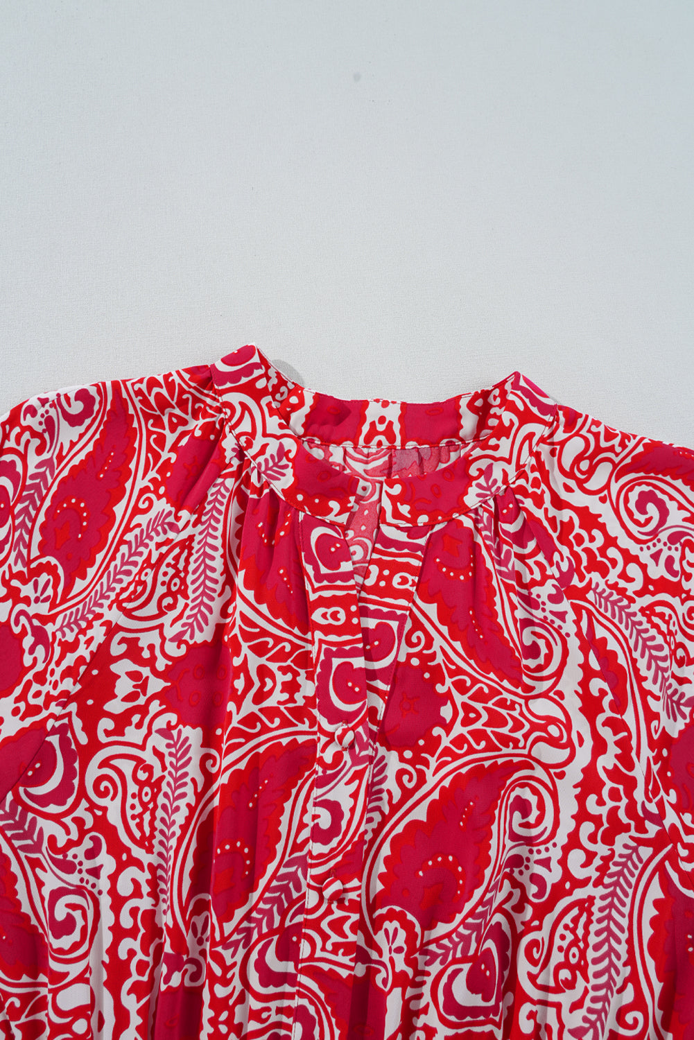 Women's Red Puff Sleeve Summer Maxi Dress