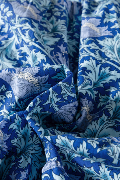 Women's Blue Floral V Neck Summer Midi Dress