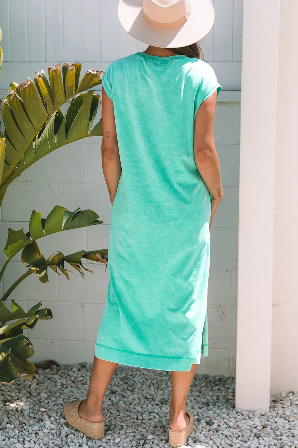T-shirt Maxi Dress with Side Slits and Pockets