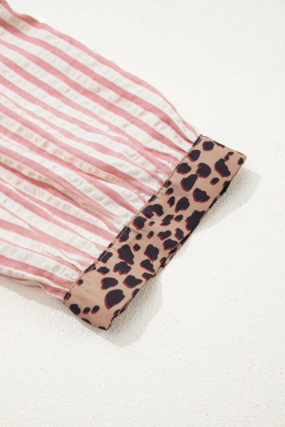 Women's Pink Striped Button Down Summer Mini Dress
