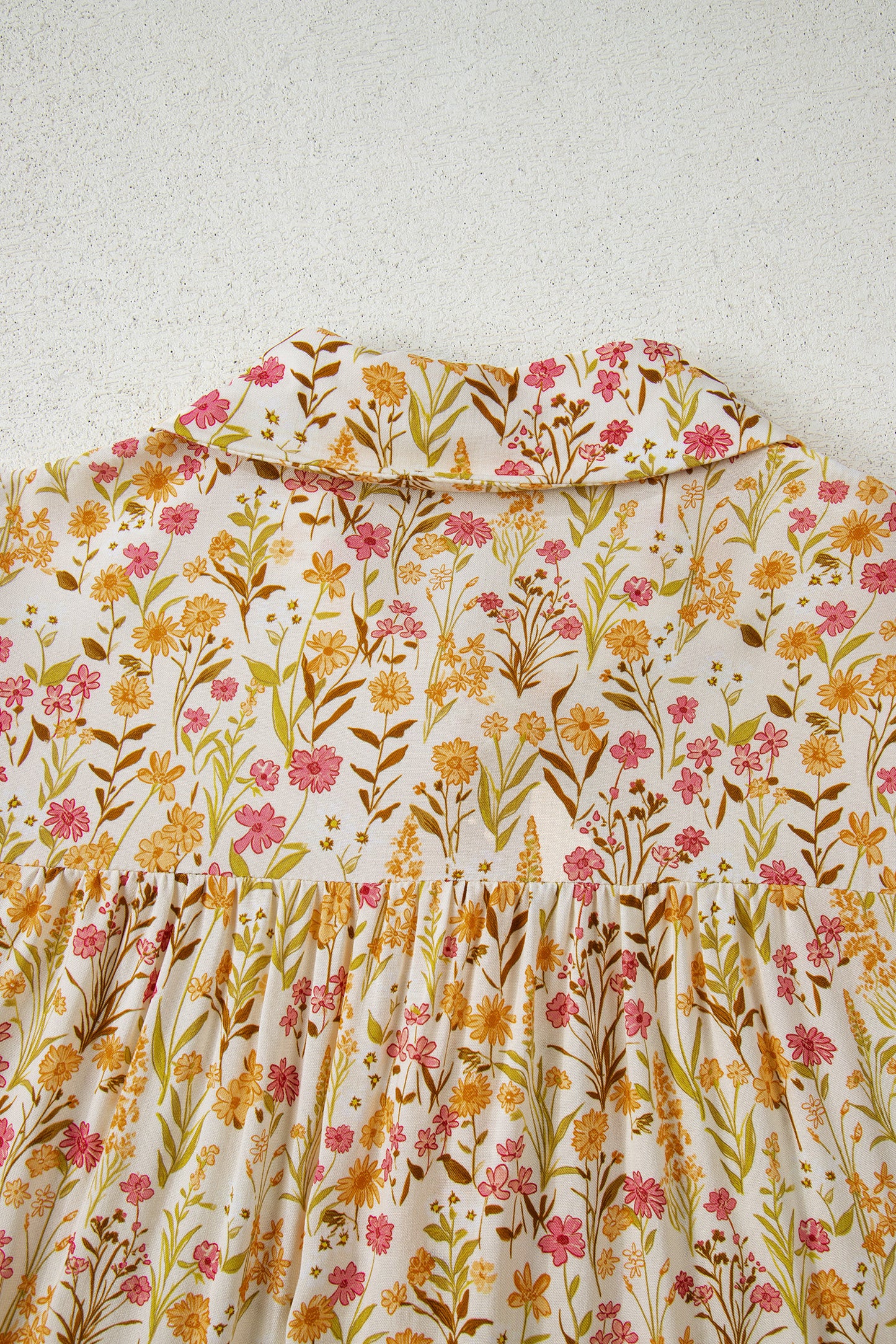 Women's Yellow Floral Long Sleeve Summer Mini Dress