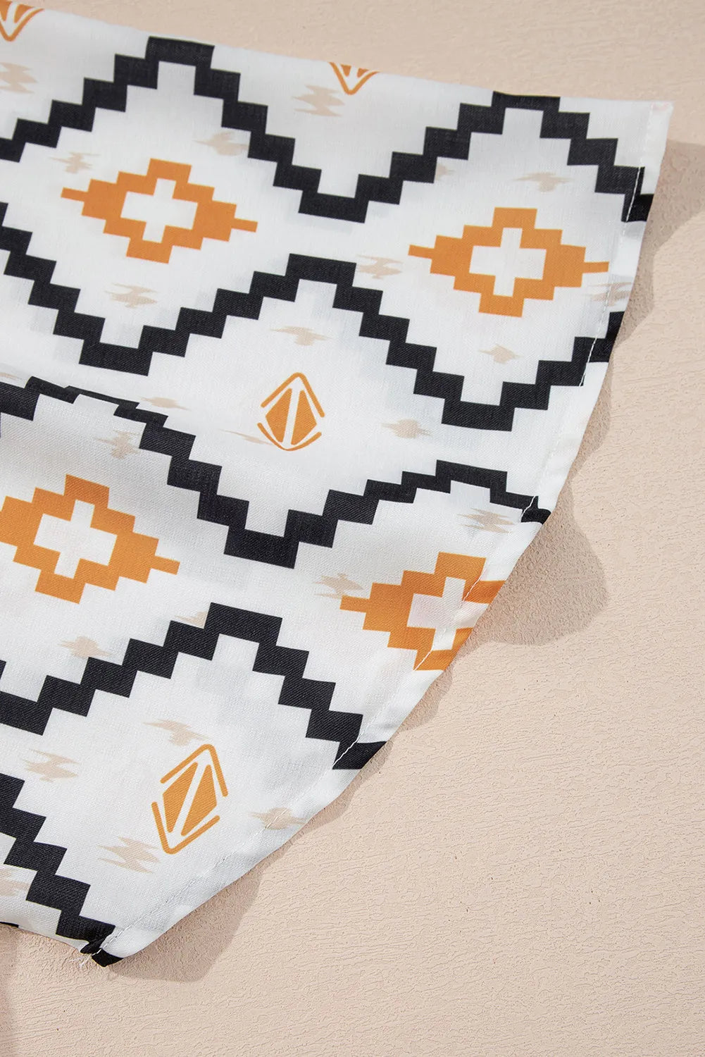Beige Aztec Print Square Neck Mini Dress