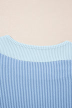 Ribbed Colourblock Co-ord Set with Wide-Leg Trousers