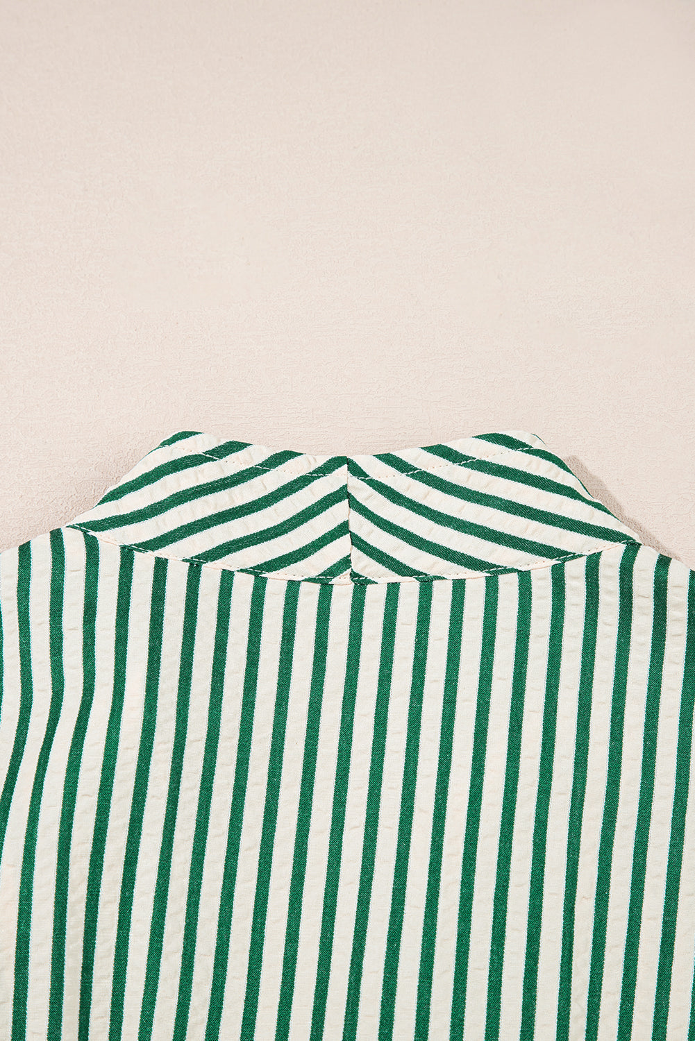 Women's Green Stripe V Neck Zip Front Summer Midi Dress