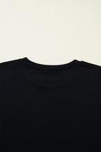 Black Floral Patchwork Short Sleeve T Shirt Loose Maxi Dress