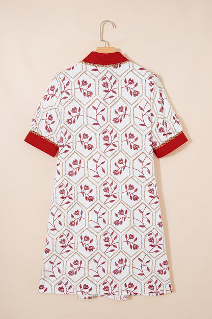 Women's Red Floral Summer Mini Dress