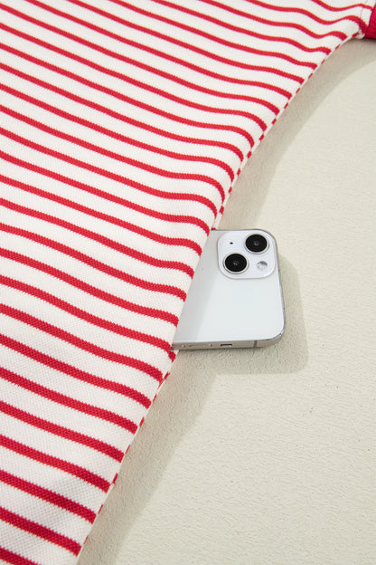 Women's Red Stripe Summer Mini Dress with Pockets