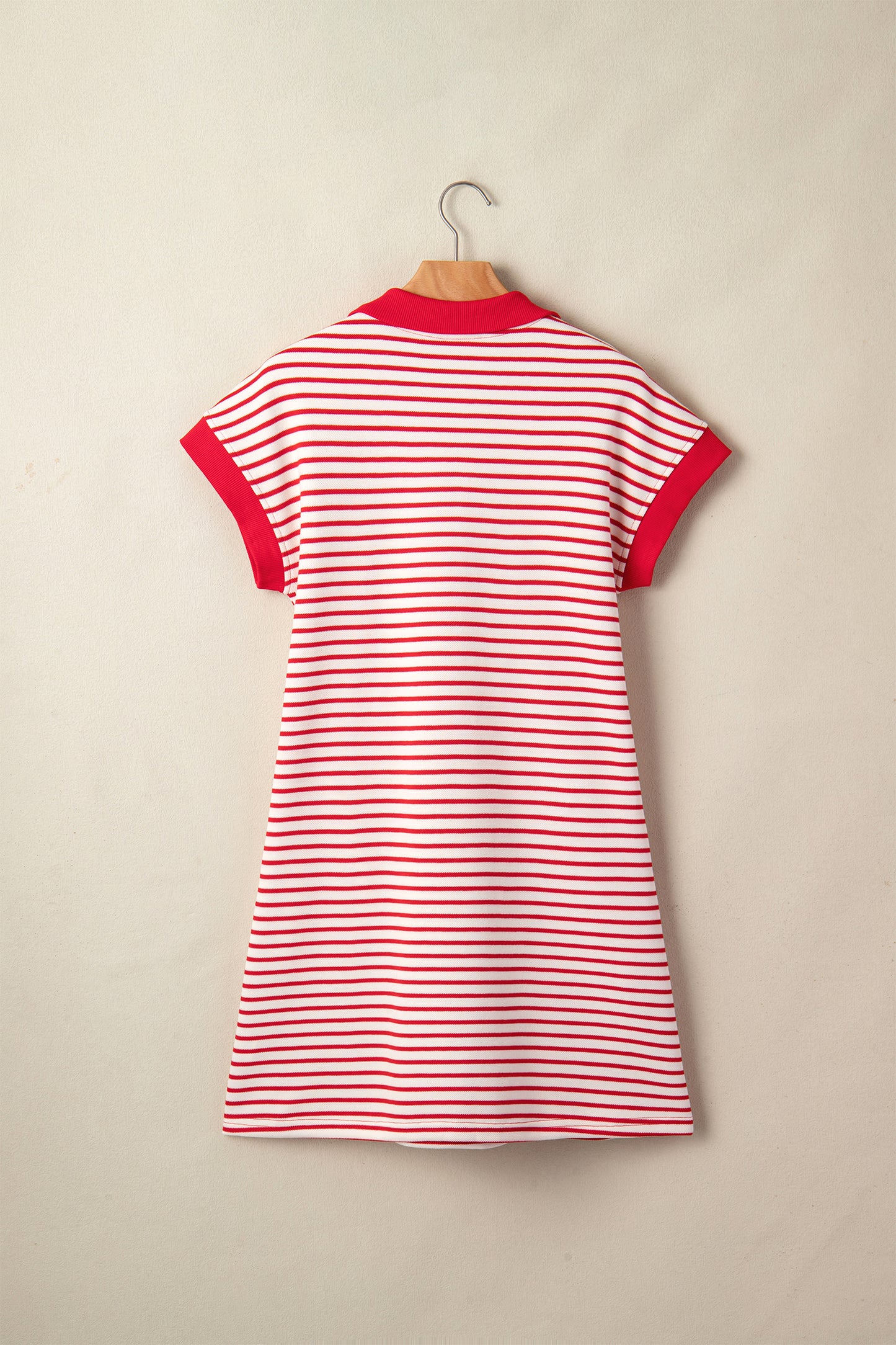 Women's Red Stripe Summer Mini Dress with Pockets