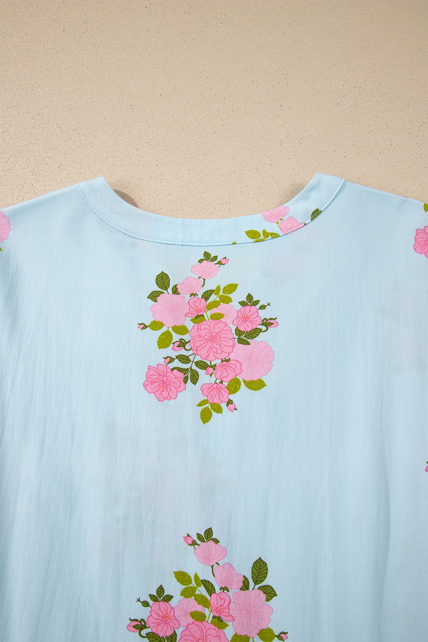 Women's Sky Blue Flutter Short Sleeve Floral Summer Maxi Dress
