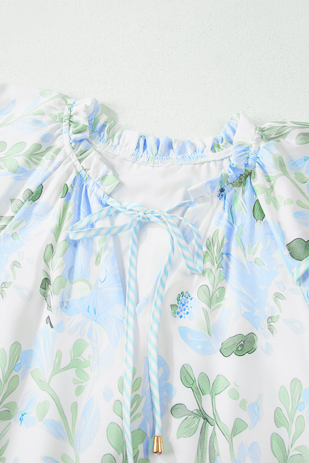 Women's Sky Blue Floral Short Sleeve Summer Mini Dress