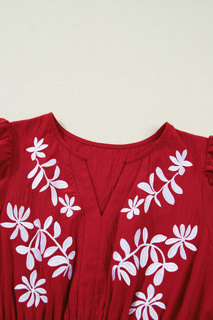 Women's Red Long Sleeve Summer Maxi Dress