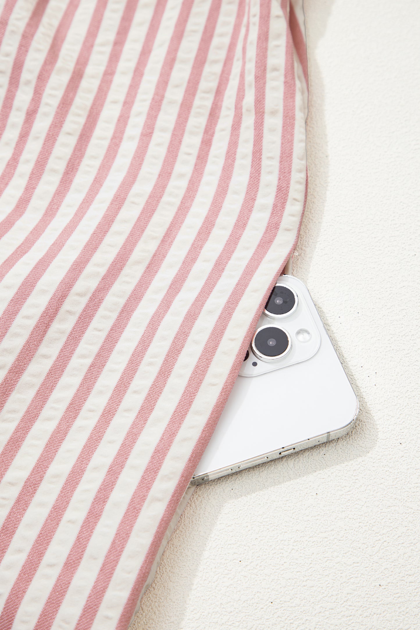 Women's Pink Striped Button Down Summer Mini Dress