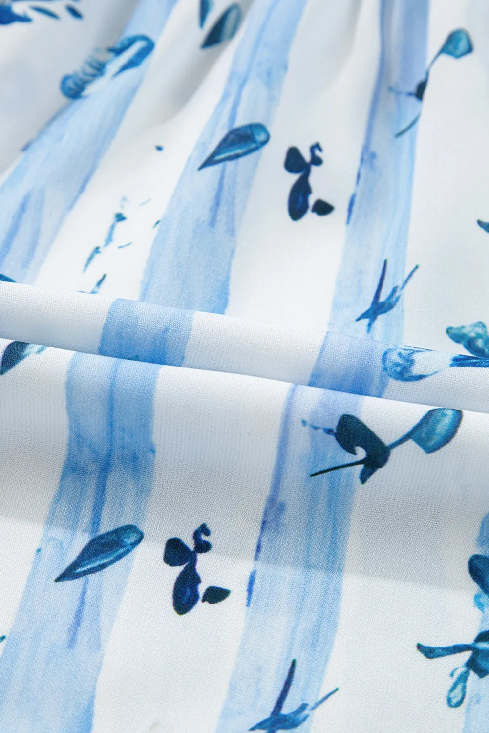 Sky Blue Floral Smocked Maxi Dress with Tie Straps
