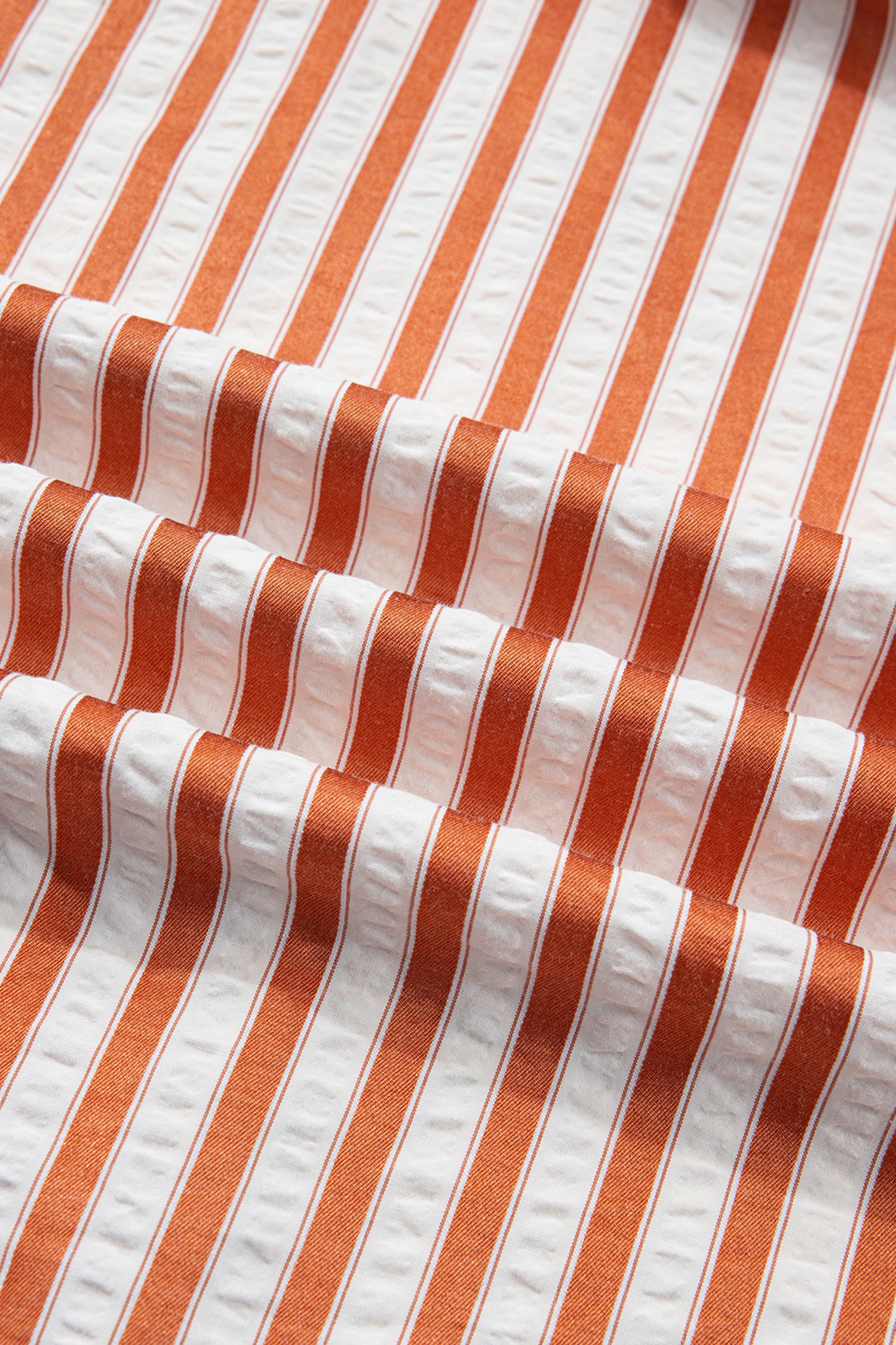 Brown Stripe Pinched V Neck Turn-up Cuffs Shift Mini Dress