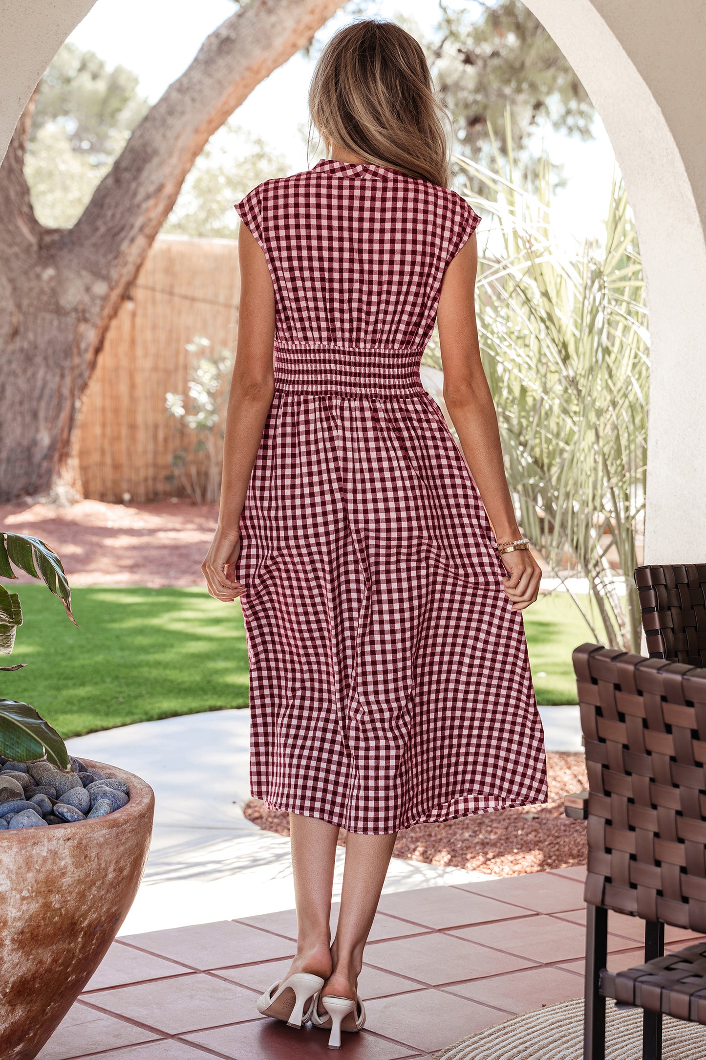 Women's Red Sleeveless Summer Midi Dress