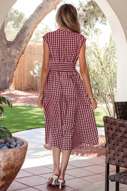 Women's Red Sleeveless Summer Midi Dress