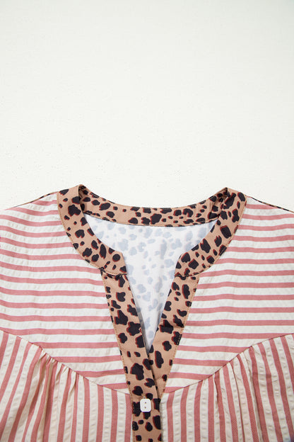 Women's Pink Striped Button Down Summer Mini Dress