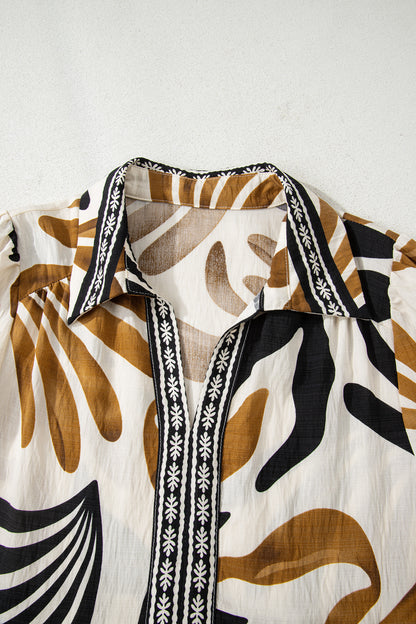 Women's Brown Floral Long Sleeve Summer Maxi Dress
