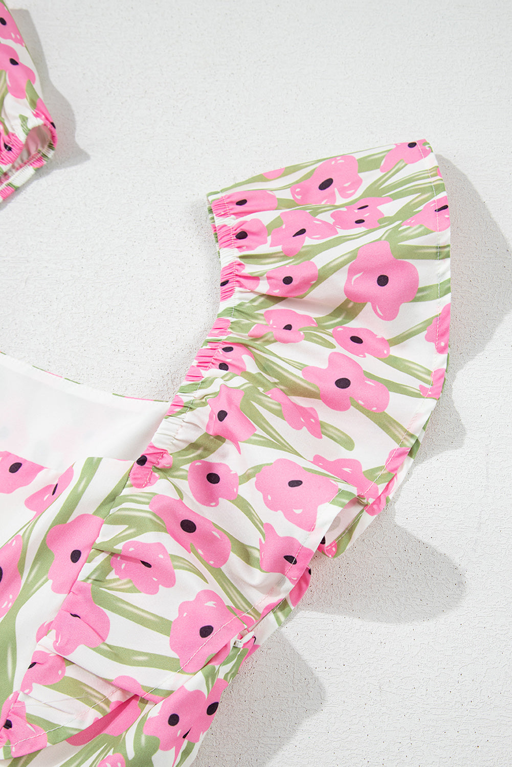 Women's Pink Floral Square Neck Summer Maxi Dress
