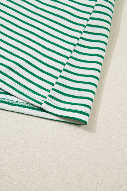 Women's Green Stripe Summer Mini Dress with Pockets
