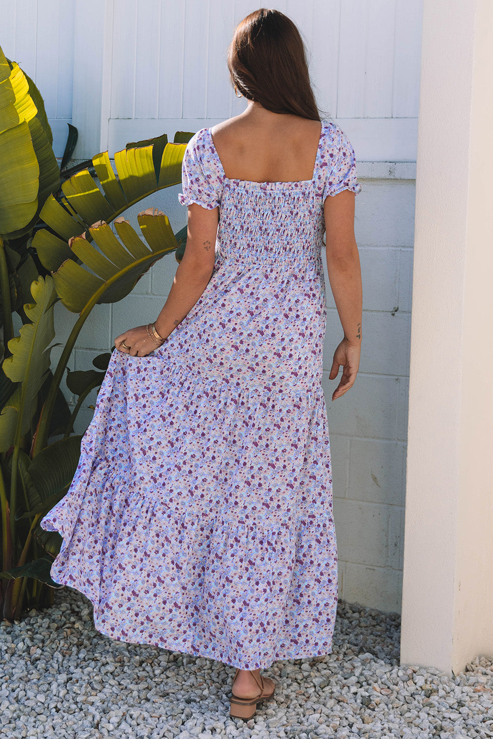 Women's Purple Floral Summer Maxi Dress
