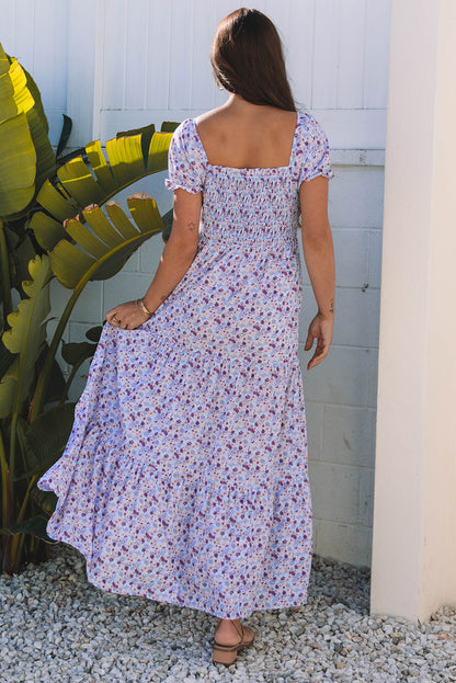 Women's Purple Floral Summer Maxi Dress