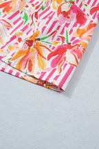 Pink Floral Puff Sleeve Babydoll Mini Dress for Women