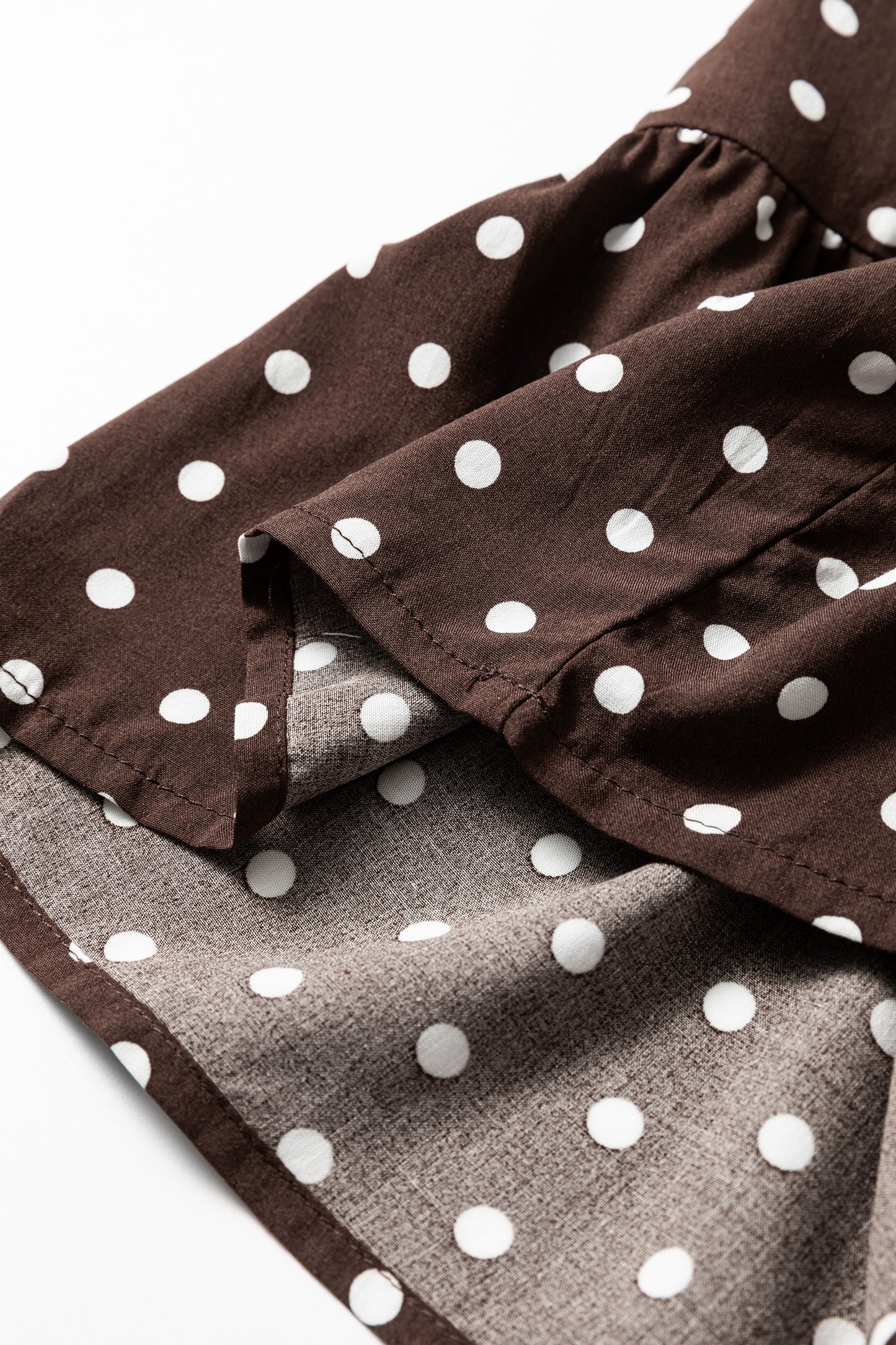 Women's Brown Polka Dot Long Sleeve Summer Mini Dress