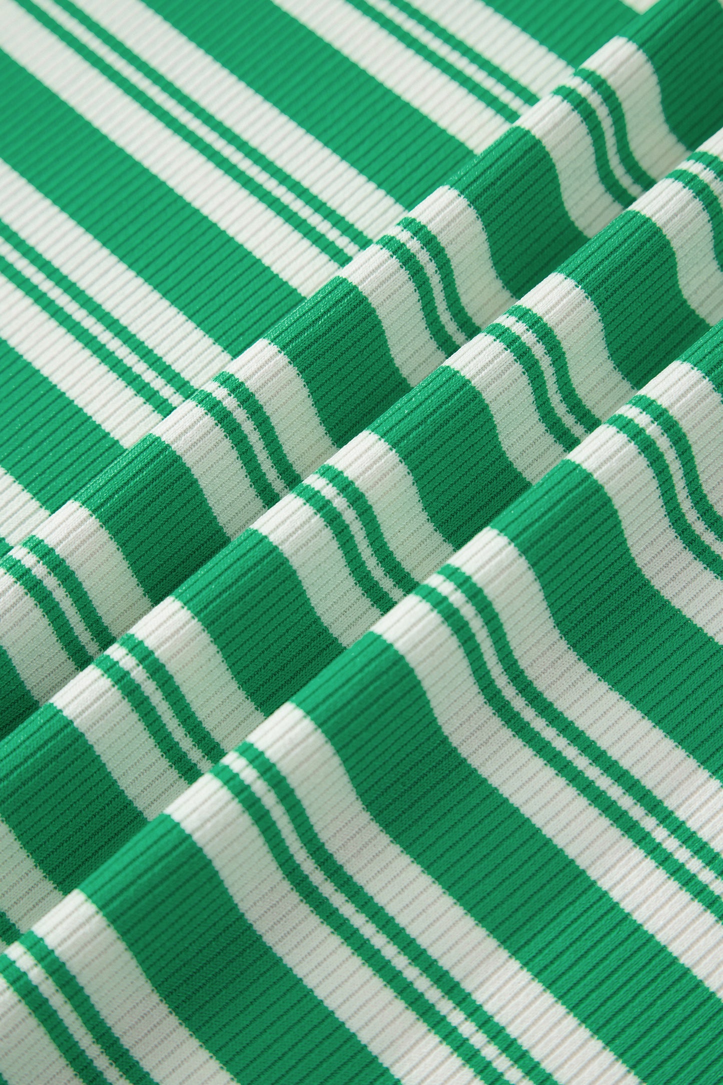Women's Green Striped Summer Midi Dress with Pockets